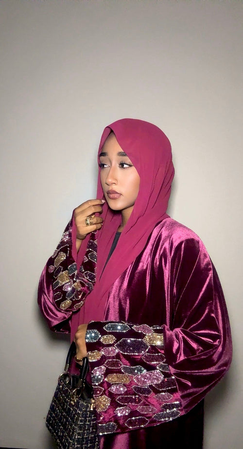 Maroon Velvet-dynasty abaya