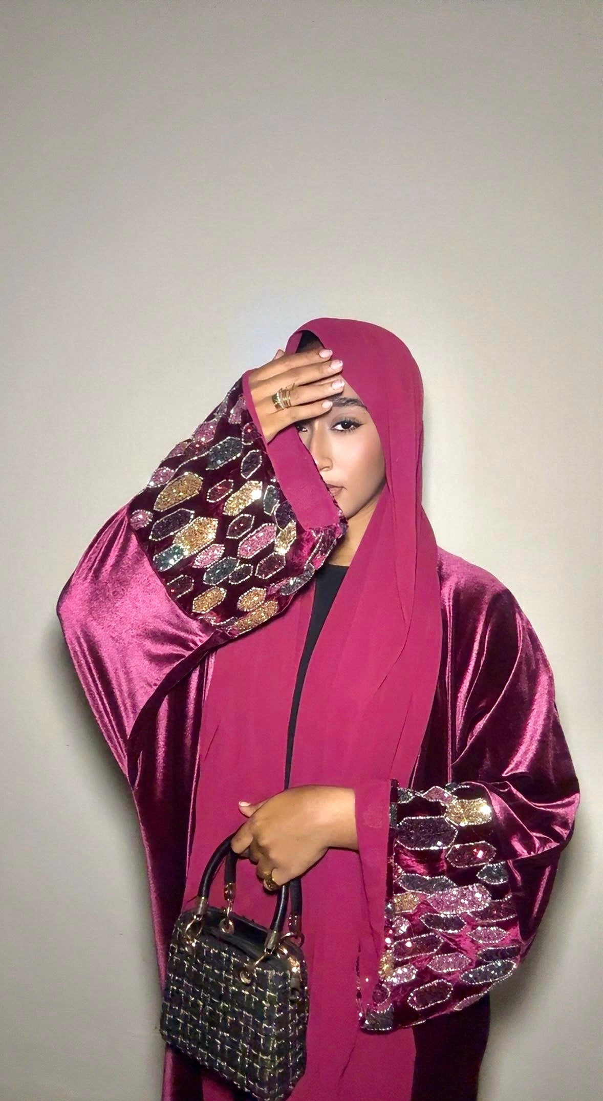 Maroon Velvet-dynasty abaya
